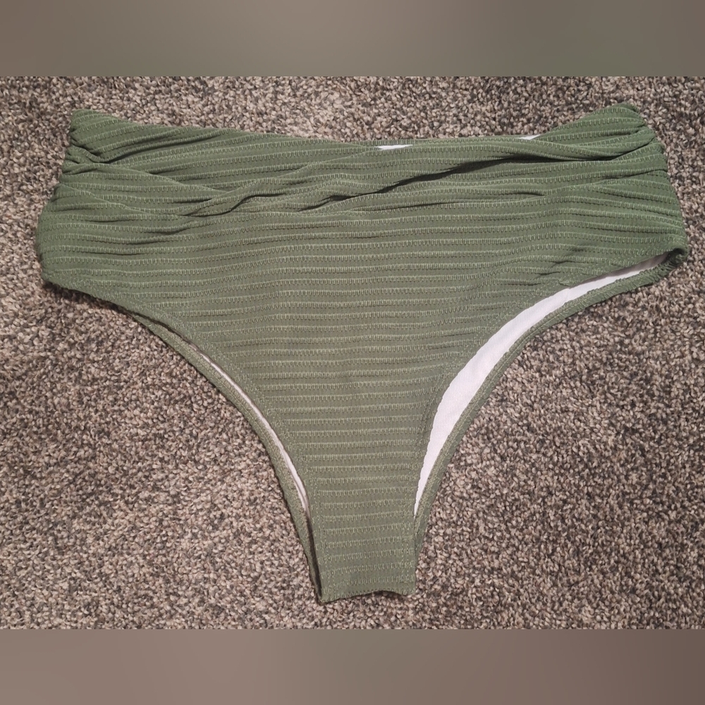Nwot XL Shein Olive Green High-Waisted Bikini Bottom